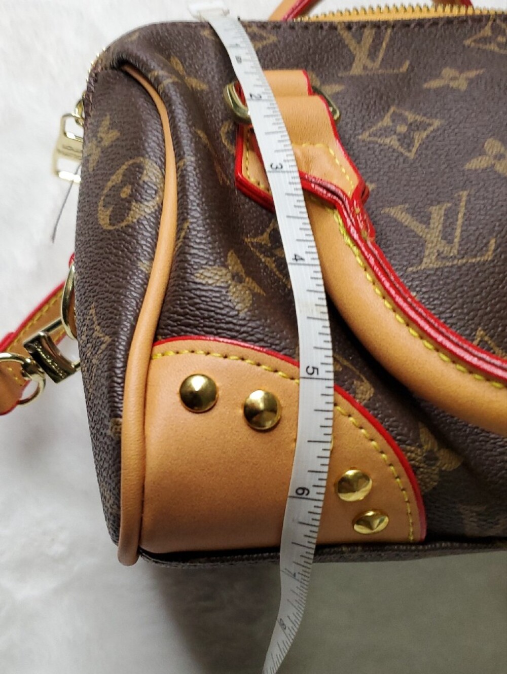 Brown Monogram Crossbody with Red-Trim Handles Inpir@d Mini Bag Fashion Bag - Picture 4 of 6